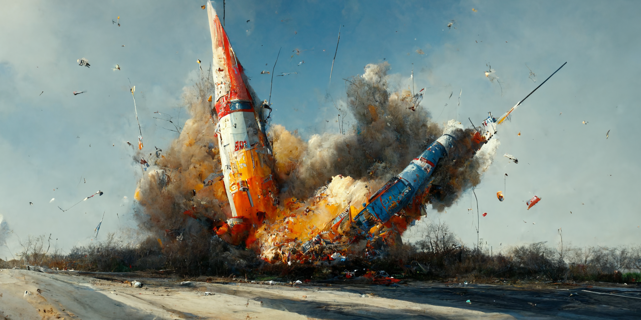 AI-generated image of a rocket crash