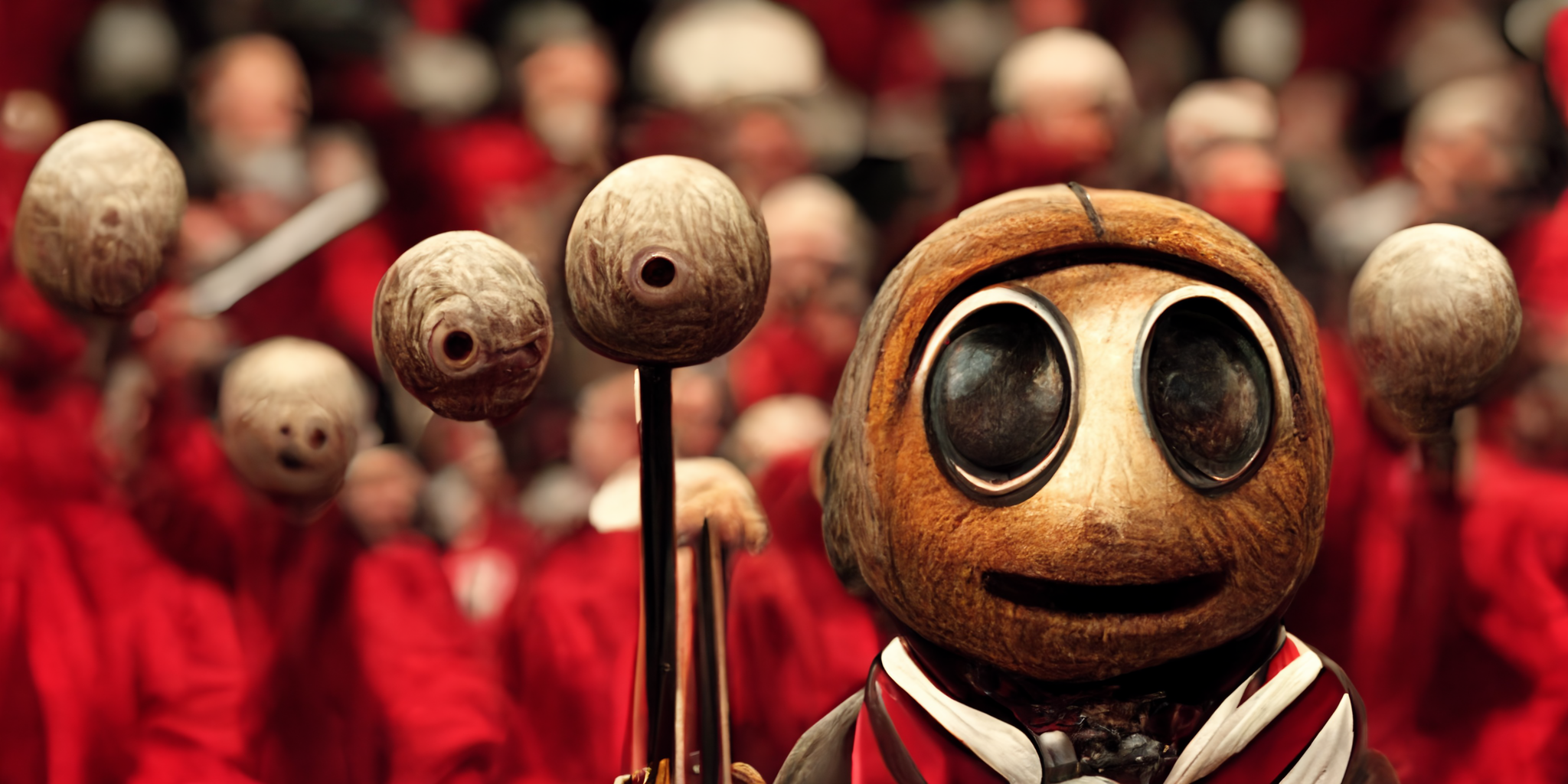 AI-generated image for Brutus Buckeye high on magical mushrooms