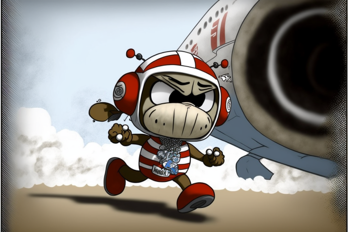 Brutus Buckeye hijacks a plane.