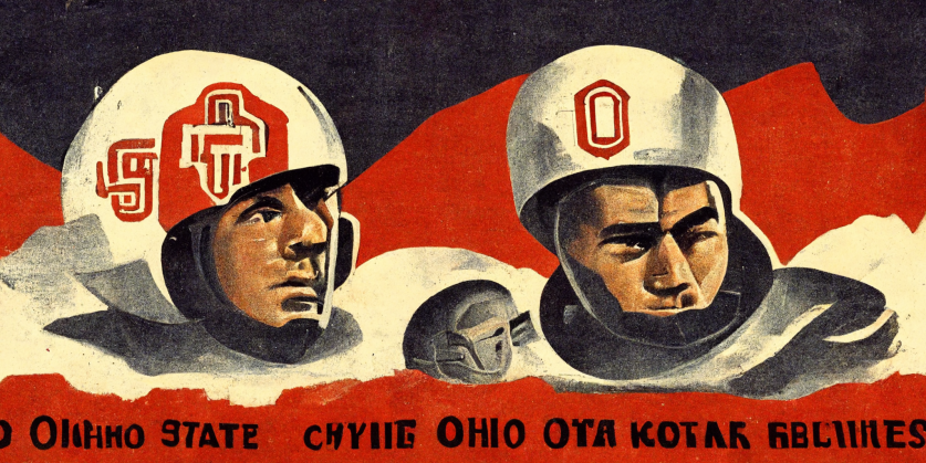 Ohio State Buckeyes as a Soviet propaganda poster