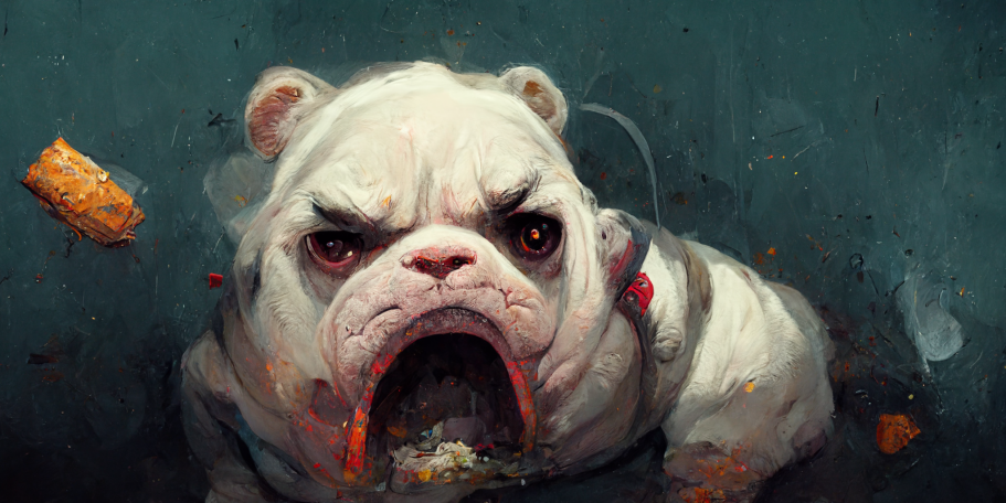 Georga Bulldog eating trash