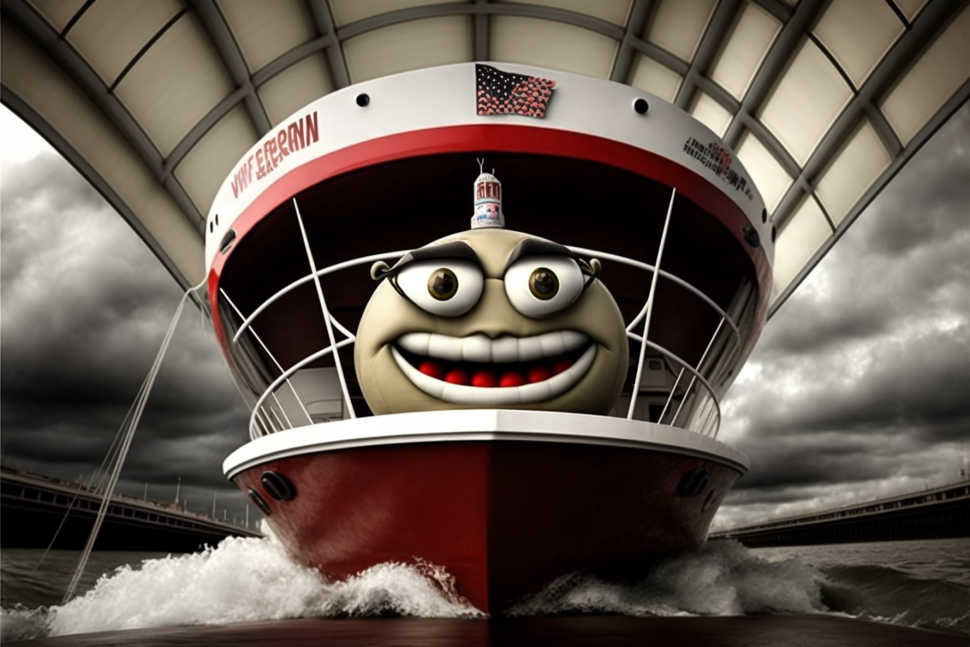 Brutus on a boat